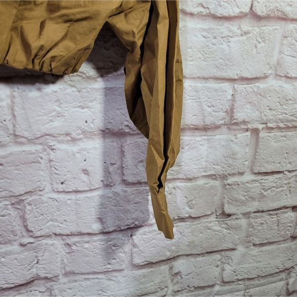 Zara Dark Tan Long Sleeve Cropped Poplin Button Front Shirt - Picture 12 of 14